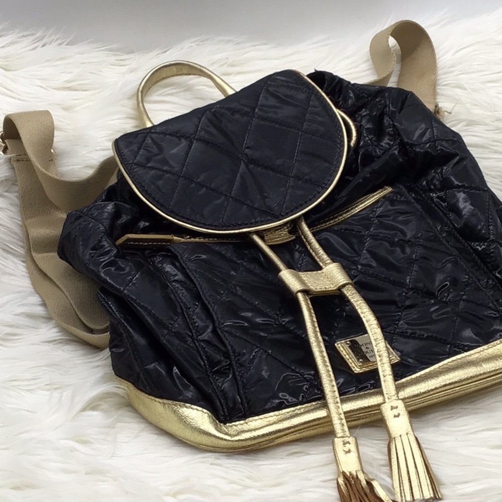 Dooney & Burke Quilted Black Gold Backpack - Picture 16 of 16